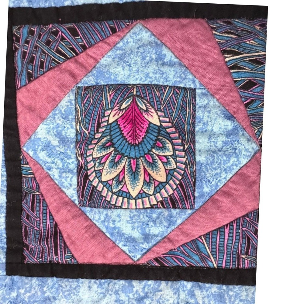Vintage Quilted Patchwork JE Morgan Fleecewise Cardigan Jacket M Magenta Peacock - Picture 4 of 12